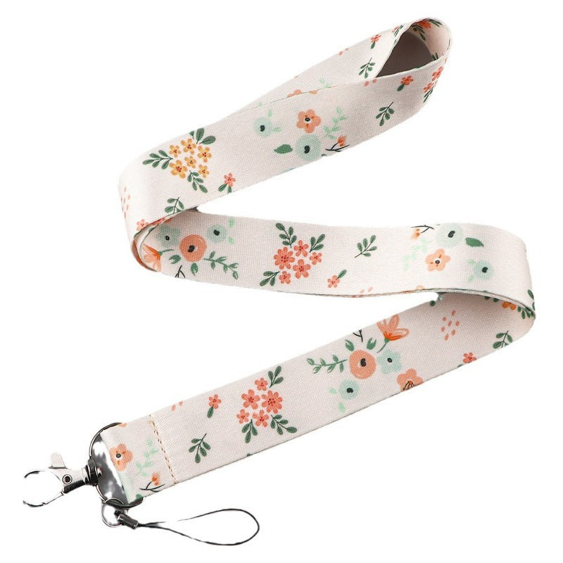 Wholesale 10pcs Small Daisy Lavender Flower Mobile Phone Lanyard Long Camera Work ID Durable Neck Lanyard